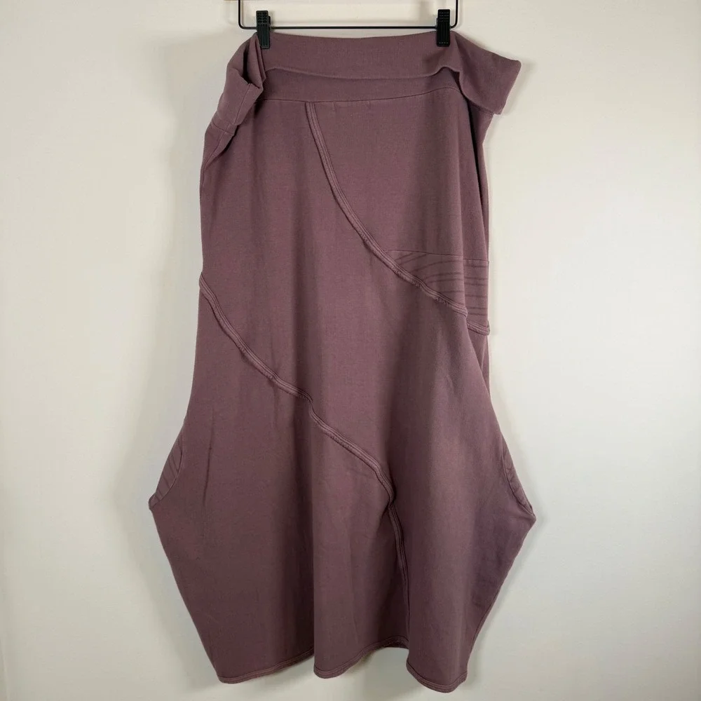 Bluefish Barclay Fold‎ Over Lantern Bell Shape Midi Skirt Size 2 Plum Lagenlook - Picture 4 of 6